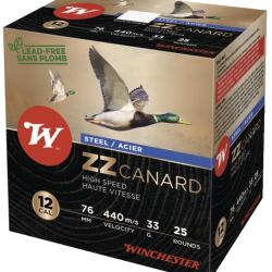 BTE 25 CART. ACIER WINCHESTER ZZ CANARD CAL. 12 76 MM 33G &Agrave; JUPE ACIER