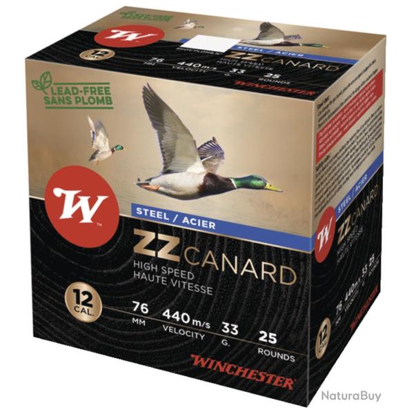 BTE 25 CART. ACIER WINCHESTER ZZ CANARD CAL. 12 76 MM 33G � JUPE ACIER
