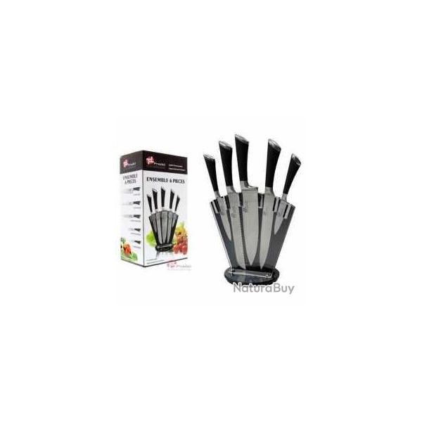 PRADEL EXCELLENCE THIERS BLOC TOURNANT 5 COUTEAUX MANCHE NOIR SOFT TOUCH 1