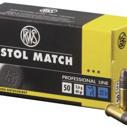 Boite de 50 cartouche RWS Professional line pistol match cal.22LR t&ecirc;te plomb ronde