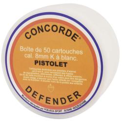 CARTOUCHE &Agrave; BLANC - CONCORDE DEFENDER Boite de 50, 8 mm PAK