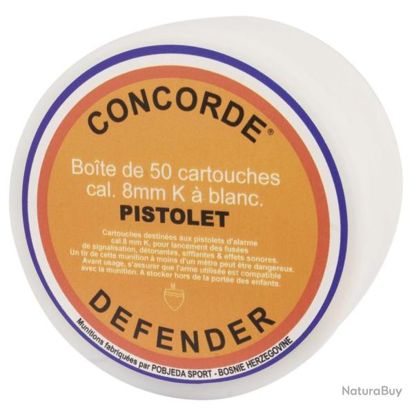 CARTOUCHE � BLANC - CONCORDE DEFENDER Boite de 50, 8 mm PAK