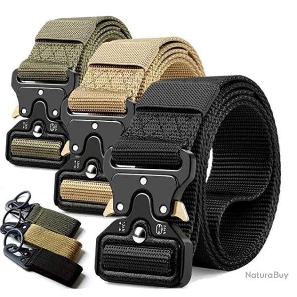Lot de 3 ceintures tactiques 130 x 3.8 cm en nylon - LIVRAISON RAPIDE ET GRATUITE