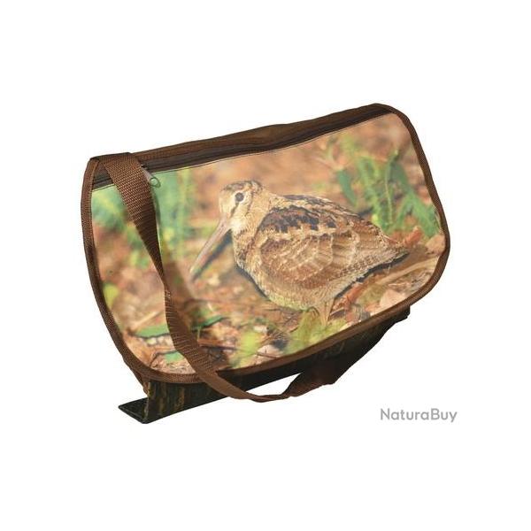 Gibeci�re toile et cuir motif b�casse