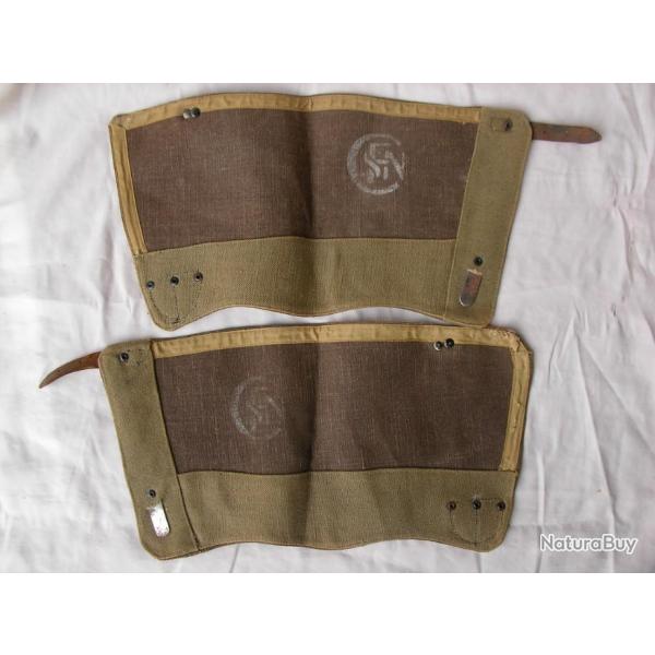 WW2 FRANCE PAIRE DE GUTRES FRANCAISES S.N.C.F EN TOILE LOGO SNCF