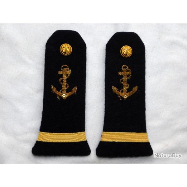 MARINE NATIONALE :  PAIRE EPAULETTES  ENSEIGNE DE VAISSEAU - IDEM W.W.2 + INDOCHINE + ALGERIE