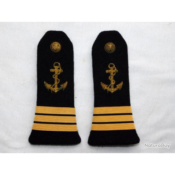 MARINE NATIONALE :  PAIRE EPAULETTES  LIEUTENANT DE VAISSEAU - IDEM W.W.2 + INDOCHINE + ALGERIE