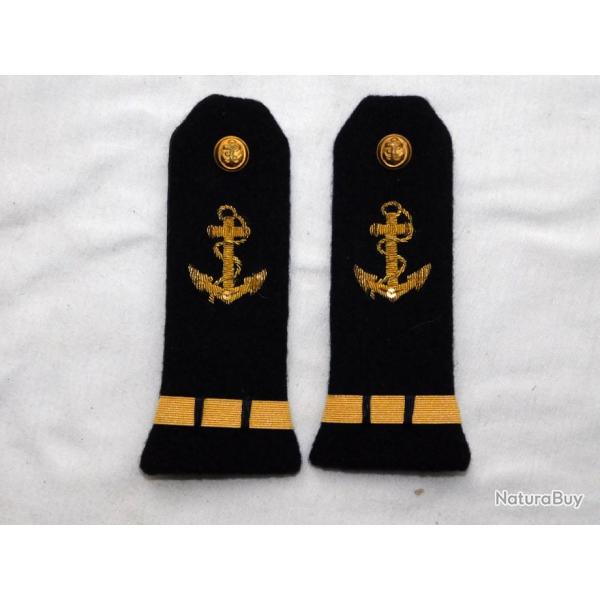 MARINE NATIONALE :  PAIRE EPAULETTES  ELEVE OFFICIER / ASPIRANT  - IDEM W.W.2 + INDOCHINE + ALGERIE