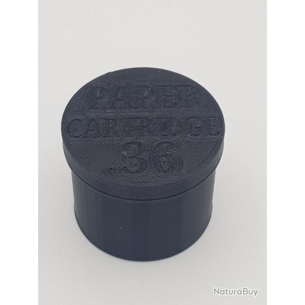 Boite pour 12 cartouches papier calibre 36 avec 2 �toiles porte amorce