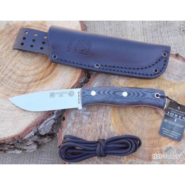 Couteau Bushcraft Joker Lynx Lame Acier N695 Manche Micarta Etui Cuir JKRCM111