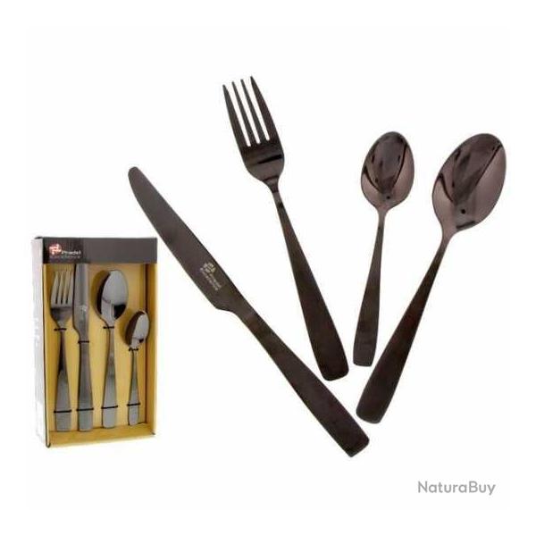 ENSEMBLE MENAGERE PRADEL EXCELLENCE MODEL NOIR DE 16 PIECES 1