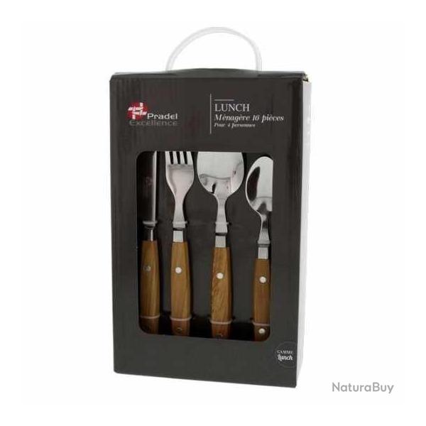 ENSEMBLE MENAGERE PRADEL EXCELLENCE MODEL EFFET BOIS DE 16 PIECES 1