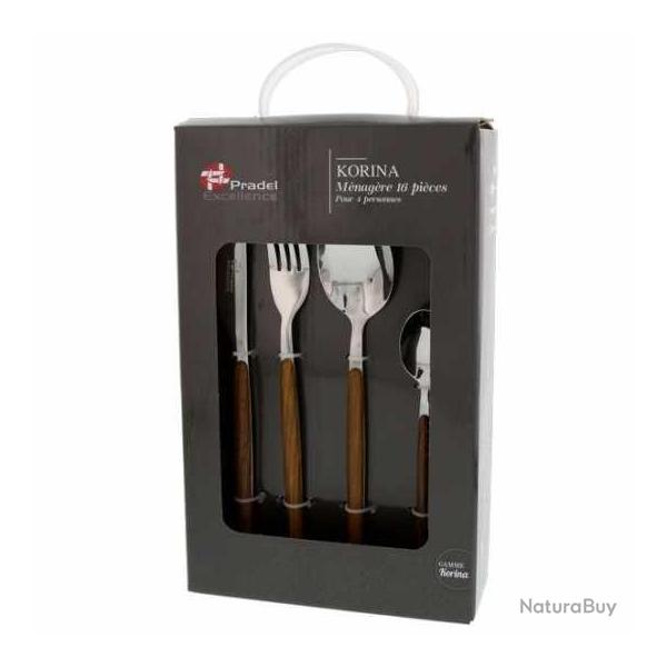 ENSEMBLE MENAGERE PRADEL EXCELLENCE MODEL EFFET BOIS DE 16 PIECES 11