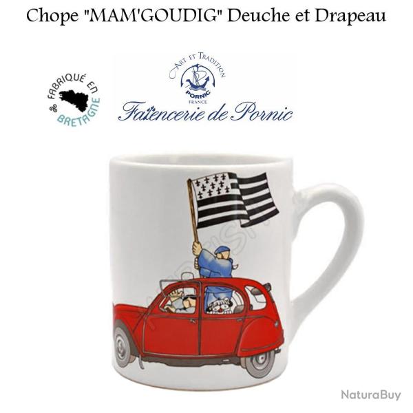 Mug MAM'GOUDIG 2CV et drapeau breton