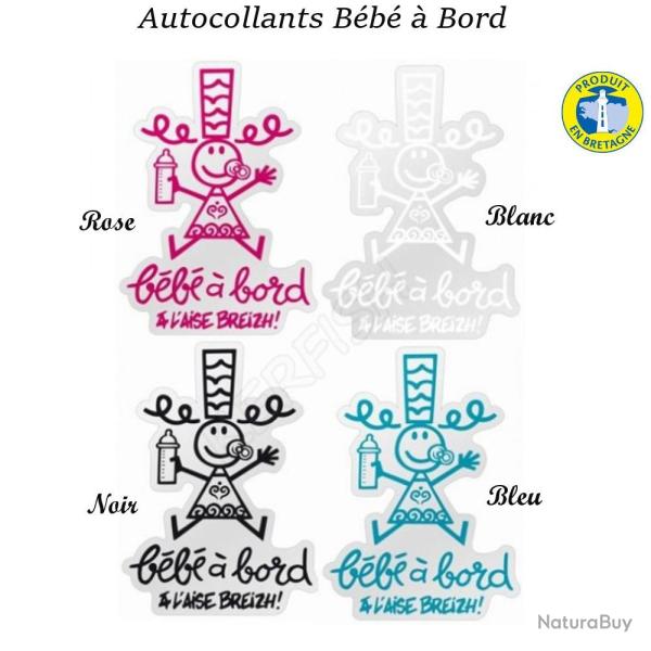 AUTOCOLLANT BEBE A BORD A L'AISE BREIZH Noir