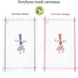 TORCHON TRADI CARREAUX A L'AISE BREIZH Carreaux Bleus