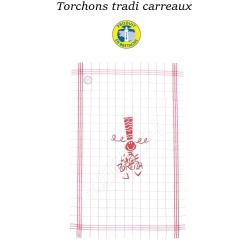 TORCHON TRADI CARREAUX A L'AISE BREIZH Carreaux Rouges