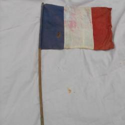 WW2 FRANCE/ANGLETERRE DRAPEAU DE LA LIB&Eacute;RATION ARTISANALE BIFACE 44 CM SUR 28 CM 39-45