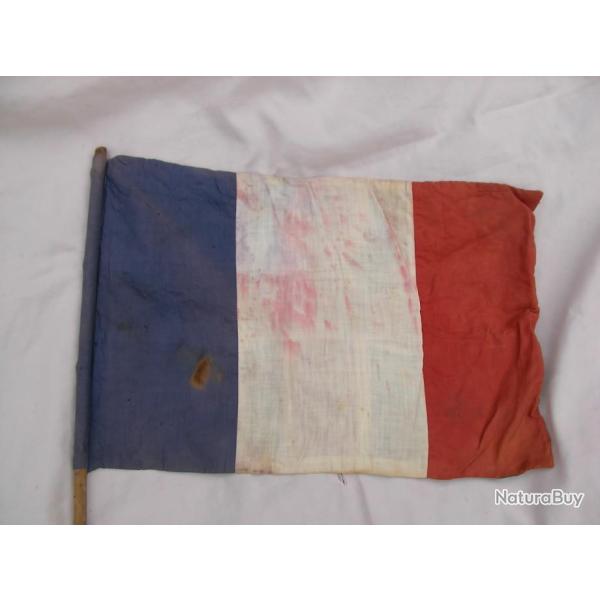 WW2 FRANCE/ANGLETERRE DRAPEAU DE LA LIBERATION ARTISANALE BIFACE 44 CM SUR 28 CM