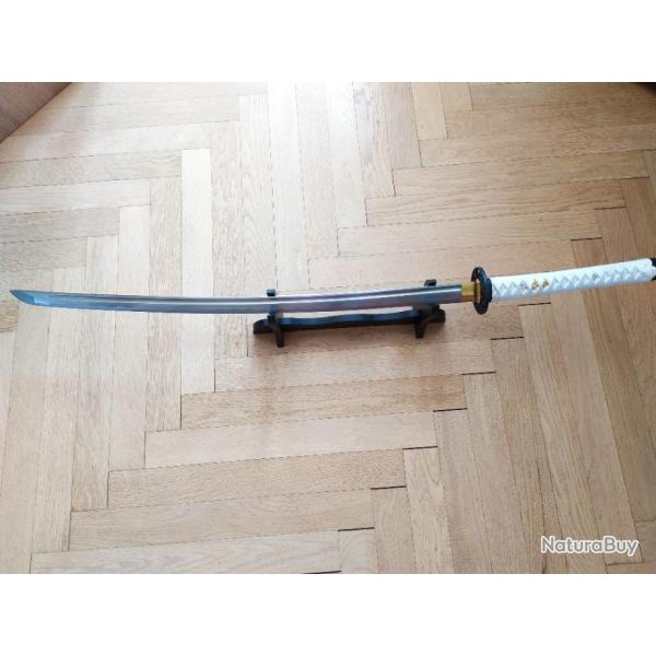 KATANA BLANC  MARU VRITABLE SABRE FORG A LA MAIN EN ACIER 1095 LAME  AIGUISE f