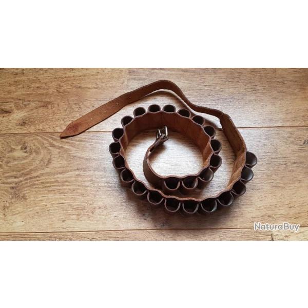 ceinture cartouchi�re en cuir brun de chasse