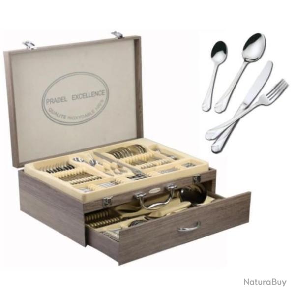 ENSEMBLE MENAGERE PRADEL EXCELLENCE ALBERT DE THIERS 84 PIECES EN COFFRET ACIER INOX