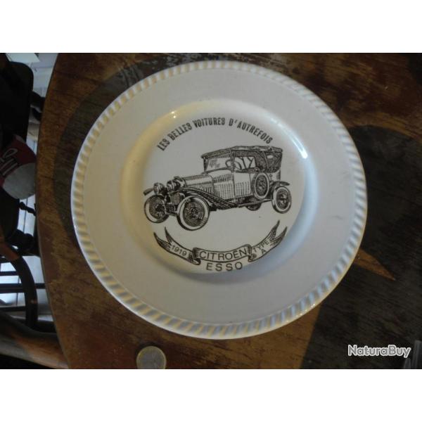 assiette  ceramique, publicit� esso, belle voitures d'autre temps citroen 1919 type a
