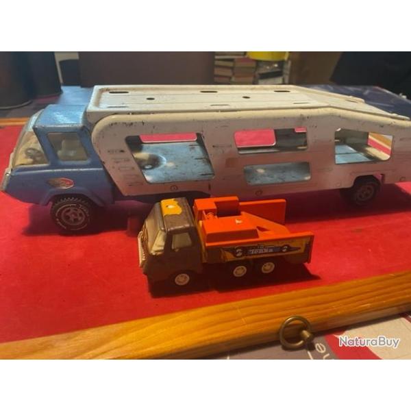 transporteur tonka et petit camion vintage vers 1970 semi-remorque