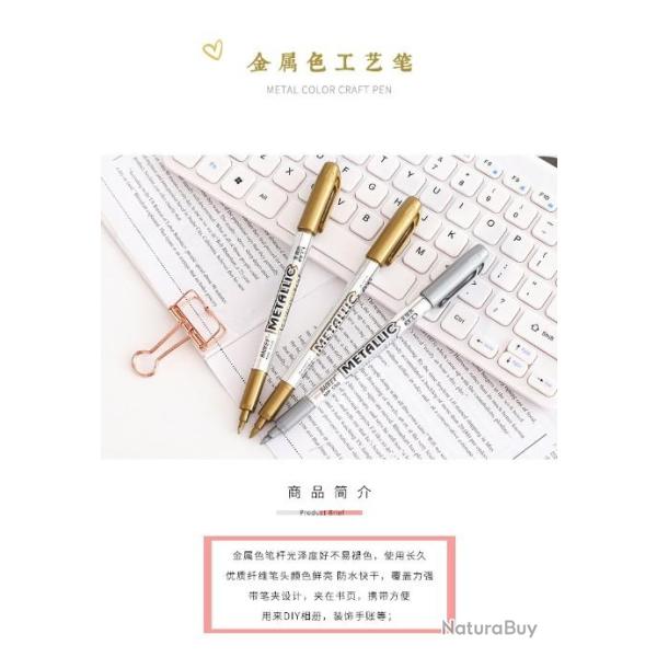 Lot de 2 Stylos Marqueurs permanents Argent et Or imperm�able � l'eau