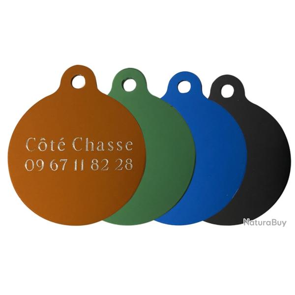 M�dailles rondes grav�es color�es 3.5 cm-Noir