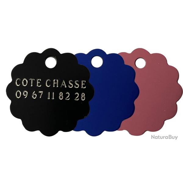 M�dailles nuages grav�es color�es 2.5 cm-Rose