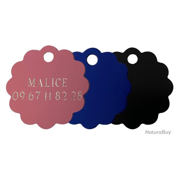 M�dailles nuages grav�es color�es 3 cm-Rose