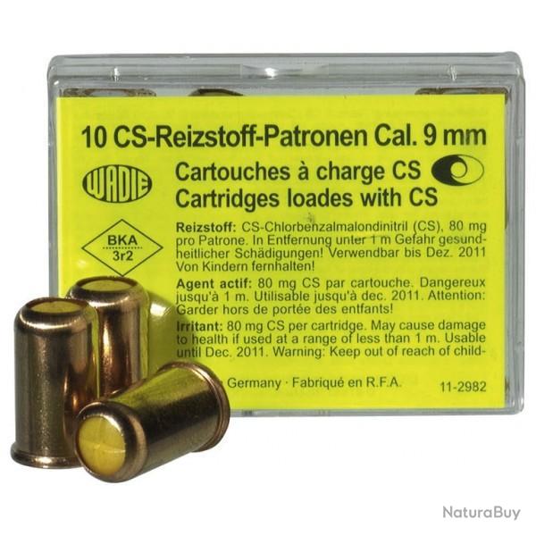 Cartouches 9 mm Revolver &agrave; Gaz CS X 10