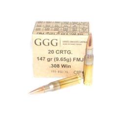 Boite de 20 munitions 308 Win GGG FMJ 147gr