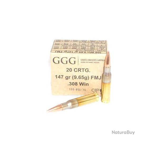 Boite de 20 munitions 308 Win GGG FMJ 147gr