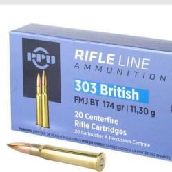 Boite de 20 munitions calibre 303b PPU partizan  BT FMJ  174 gr