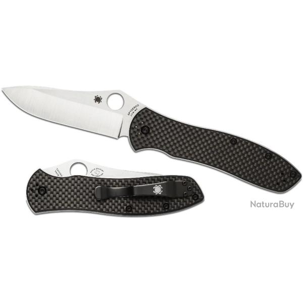 Couteau Spyderco Bradley 2 Lame Acier CPM-M4 Manche Fibre de Carbone/G-10 Linerlock Clip SC134CFP2