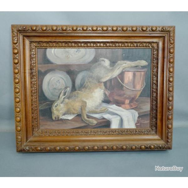 Nature Morte Au Li�vre , Huile sur toile Cadre Noyer