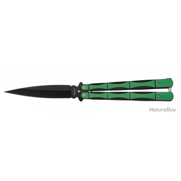 Couteau papillon acier vert Lame 11.00 cm  0216807