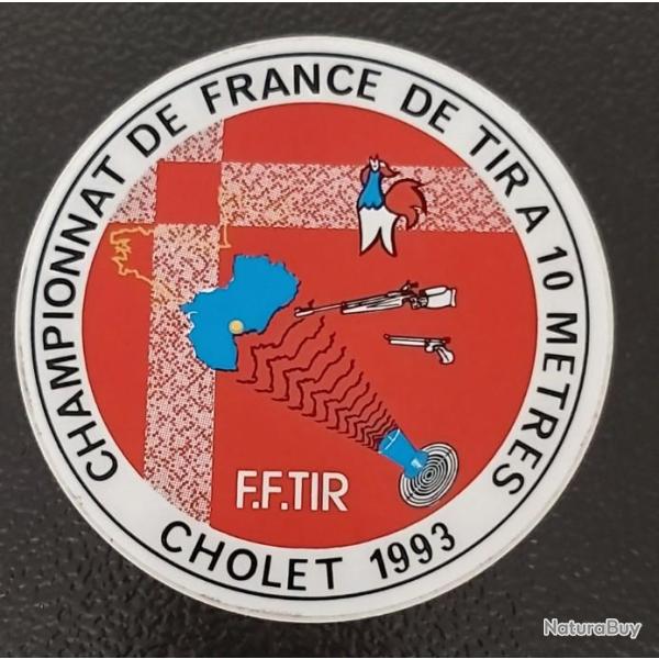 Superbe autocollant "Championnat de France de tir � 10m Cholet 1993"