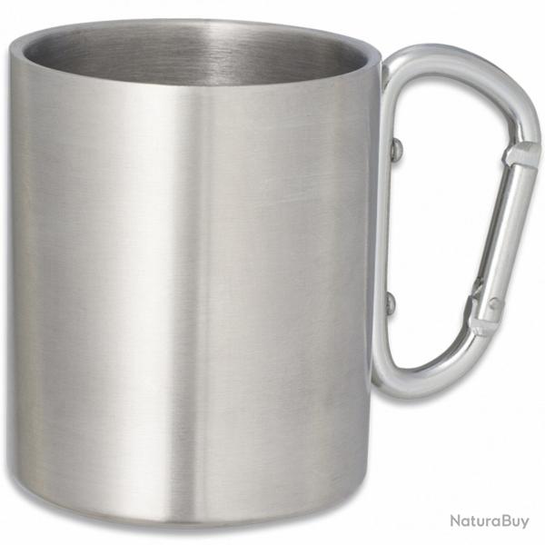 Tasse inox double paroie avec mousqueton