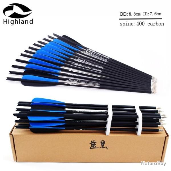 12 fl�ches Carbones 40 cm pour la chasse ou le Tir a L'arc Couleur Bleu LIVRAISON GRATUITE !!!