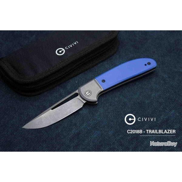 Couteau CIVIVI Trailblazer Blue Lame Acier 14C28N Manche G-10 Slip Joint CIVC2018B