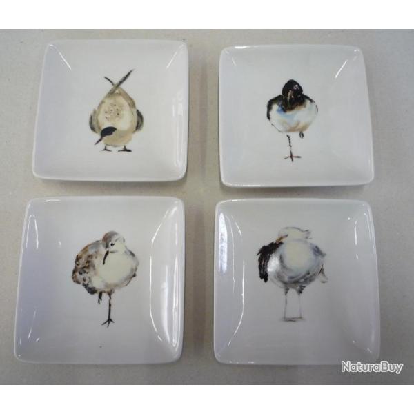 4 assiettes �chassiers ASCENTIELLE PM  Painting By D. Bertin dimension 11.5cm x 11.5cm