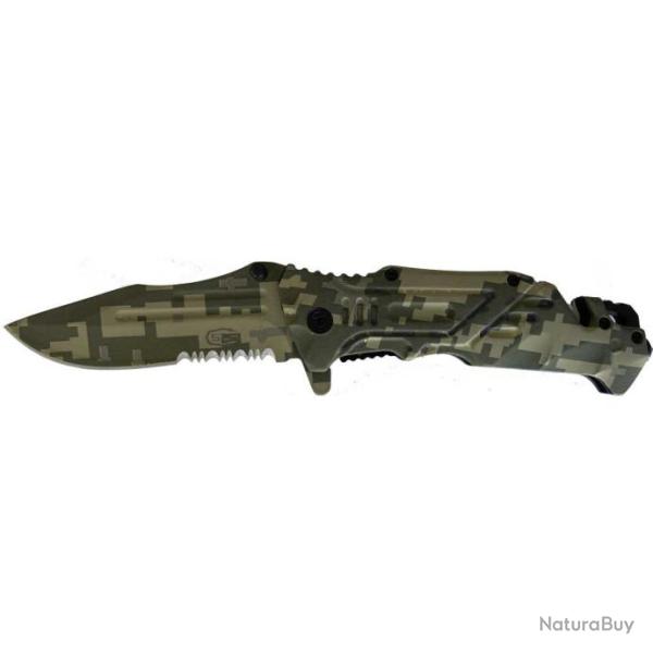 Couteau pliant tout camouflage avec lame 8.4 cm