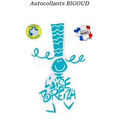 AUTOCOLLANT BIGOUD A L'AISE BREIZH Petit : 11,5 cm Turquoise