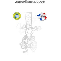 AUTOCOLLANT BIGOUD A L'AISE BREIZH Blanc Petit : 11,5 cm