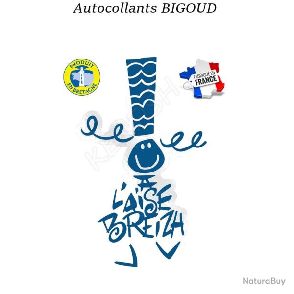 AUTOCOLLANT BIGOUD A L'AISE BREIZH Moyen : 19 cm Jean