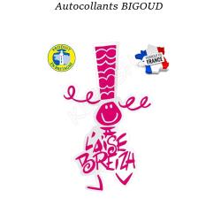 AUTOCOLLANT BIGOUD A L'AISE BREIZH Moyen : 19 cm Fuchsia