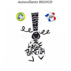 AUTOCOLLANT BIGOUD A L'AISE BREIZH Noir Moyen : 19 cm